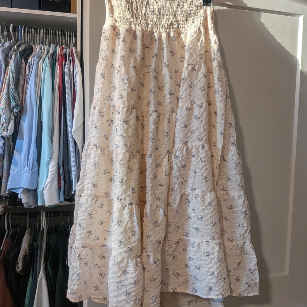 Altar'd State Cream Maxi Skirt with Blue Floral Print - Picture 4 of 10